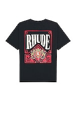 Rhude Card Tee in Vintage Black, view 1, click to view large image.