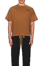 Rhude Reverse Tee in Camel, view 4, click to view large image.