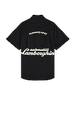 Rhude x Automobili Lamborghini Uno Button Up Shirt in Black, view 2, click to view large image.
