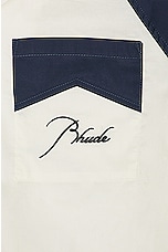 Rhude Raglan Poplin Button Up in in Navy & Cream, view 3, click to view large image.