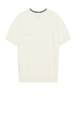 Rhude Logo Knit Tee in Ivory & Black, view 2, click to view large image.
