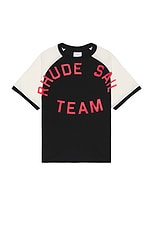 Rhude Oil Corp Raglan in Vintage Black & Vintage Offwhite, view 1, click to view large image.