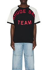Rhude Oil Corp Raglan in Vintage Black & Vintage Offwhite, view 3, click to view large image.
