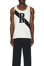 Rhude Rhude 02 Stripe Tank in Off White & Black, view 3, click to view large image.
