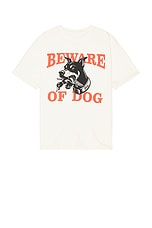 Rhude Warning Logo Tee in Vintage White, view 1, click to view large image.