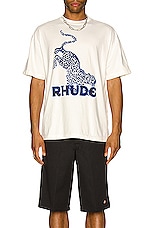 Rhude Leopard Tee 2 in Vintage White, view 3, click to view large image.