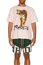 Rhude Tiger Tee in Vintage White, view 3, click to view large image.