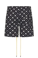 Rhude Cross Bandana Swim Short in Black & White, view 2, click to view large image.