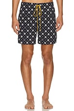 Rhude Cross Bandana Swim Short in Black & White, view 4, click to view large image.