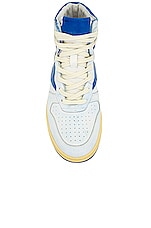 Rhude Rhecess Hi Sneaker in White & Blue, view 4, click to view large image.