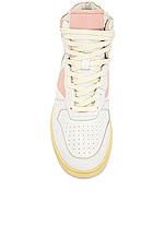 Rhude Rhecess Hi Sneaker in White & Dusty Pink, view 4, click to view large image.