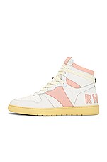 Rhude Rhecess Hi Sneaker in White & Dusty Pink, view 5, click to view large image.