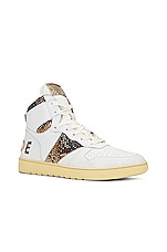 Rhude Rhecess Hi Sneaker in White & Snake, view 2, click to view large image.