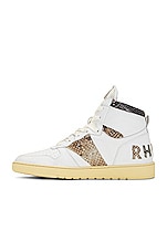Rhude Rhecess Hi Sneaker in White & Snake, view 5, click to view large image.