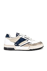 Rhude Racing Sneaker in in Navy, Tan, & White, view 1, click to view large image.
