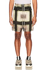 Rick Owens Boxing Shorts in Black Plaid, view 3, click to view large image.