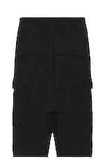 Rick Owens Cargo Pod Shorts in Black, view 2, click to view large image.