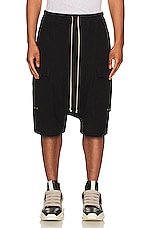Rick Owens Cargo Pod Shorts in Black, view 4, click to view large image.
