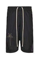 Rick Owens X Champion Beveled Pods Short in Black, view 1, click to view large image.