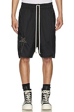 Rick Owens X Champion Beveled Pods Short in Black, view 5, click to view large image.