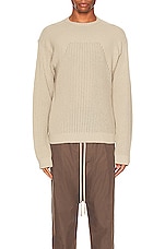 Rick Owens Biker Round Neck Sweater in Pearl, view 3, click to view large image.
