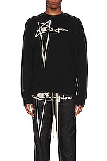 Rick Owens X Champion Pullover Sweater in Black, view 4, click to view large image.
