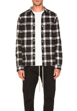 Rick Owens Cotton Plaid Outershirt in Black & Milk | FWRD