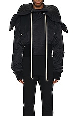 Rick Owens Cropped Alice Parka in Black, view 3, click to view large image.