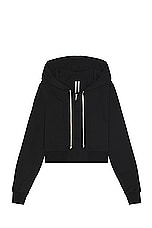 Rick Owens Edfu Hooded Jacket in Black, view 1, click to view large image.