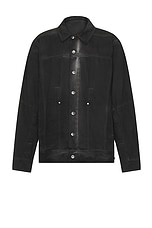 Rick Owens Lido Worker Denim Jacket in Dark Dust, view 1, click to view large image.