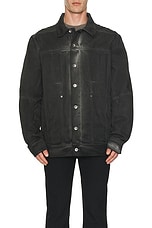 Rick Owens Lido Worker Denim Jacket in Dark Dust, view 3, click to view large image.