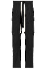 Rick Owens Long Cargo Pants in Black, view 1, click to view large image.