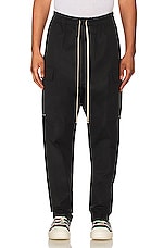 Rick Owens Long Cargo Pants in Black, view 4, click to view large image.