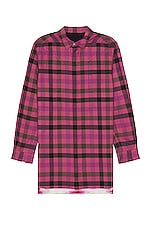 Rick Owens Jumbo Fogpocket Outershirt in Hot Pink Plaid & Fuchsia Plaid, view 1, click to view large image.