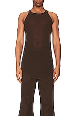 Rick Owens Basic Rib Tank in Brown, view 3, click to view large image.