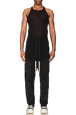 Rick Owens Basic Rib Tank in Black, view 4, click to view large image.