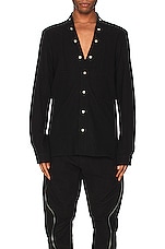 Rick Owens Fogpocket Larry Shirt in Black, view 3, click to view large image.