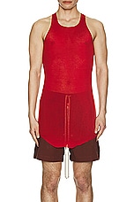 Rick Owens Basic Rib Tank in Cardinal Red, view 3, click to view large image.