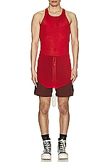 Rick Owens Basic Rib Tank in Cardinal Red, view 4, click to view large image.