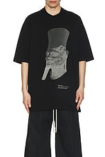Rick Owens Ron Jumbo Short Sleeve T in Black & Pearl, view 3, click to view large image.