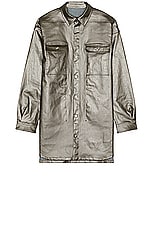 Rick Owens Oversized Outer Shirt in Gun Metal, view 1, click to view large image.