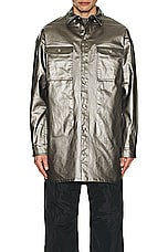 Rick Owens Oversized Outer Shirt in Gun Metal, view 3, click to view large image.