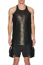 Rick Owens Leather Tank in Black, view 3, click to view large image.