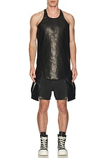 Rick Owens Leather Tank in Black, view 4, click to view large image.
