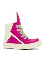 Rick Owens Geobasket Sneaker in Hot Pink & Milk | FWRD
