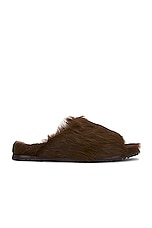 Rick Owens Pony Slide Granolas In Brown in Brown, view 1, click to view large image.