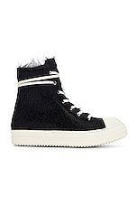 Rick Owens High Pony Sneaker In Black &amp; Milk in Black & Milk, view 1, click to view large image.