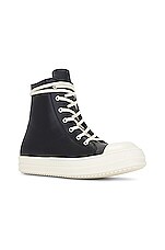 Rick Owens High Sneaker In Black &amp; Milk in Black & Milk, view 2, click to view large image.