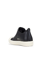 Rick Owens Low Calf Leather Sneaker In Black &amp; Milk in Black & Milk, view 3, click to view large image.