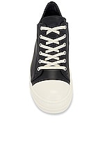 Rick Owens Low Calf Leather Sneaker In Black &amp; Milk in Black & Milk, view 4, click to view large image.